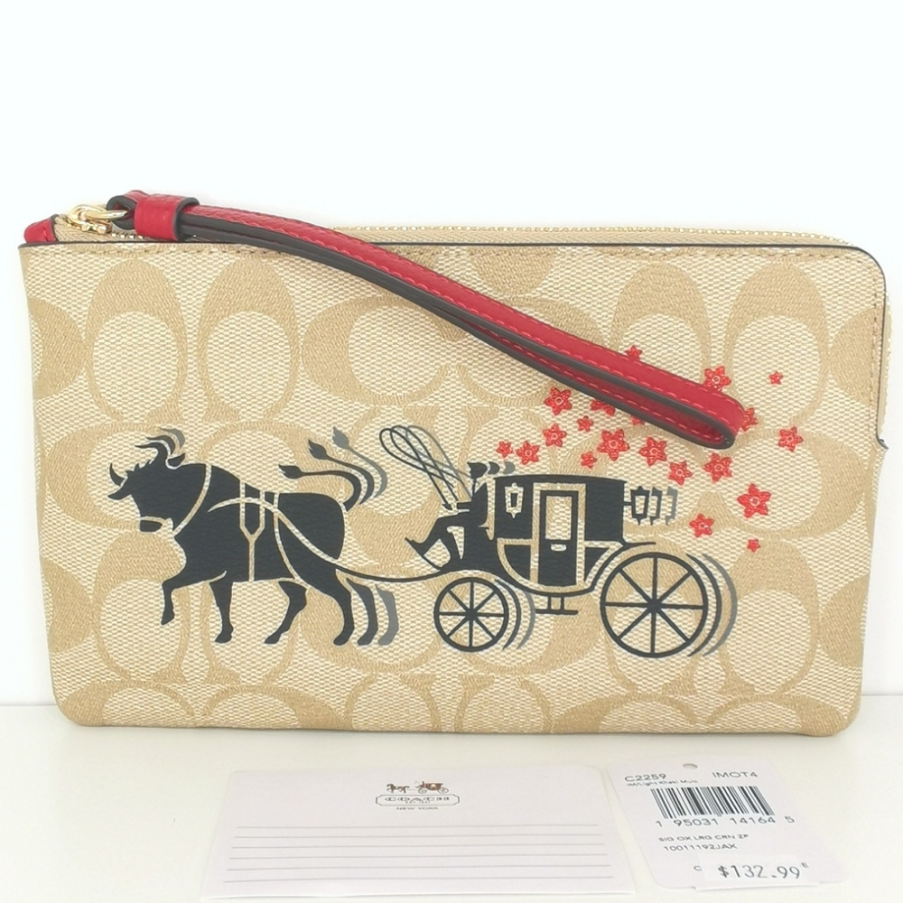 Coach Lunar New Year Large Corner Zip Wristlet NWT